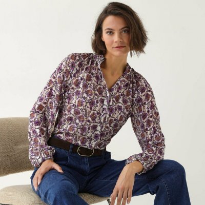 Blancheporte košilová halenka s boho vzorem režná/purpurová – Hledejceny.cz