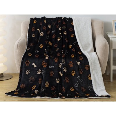 Xpose Mikroplyš deka TLAPIČKY s beránkem černá 140x200 – Sleviste.cz