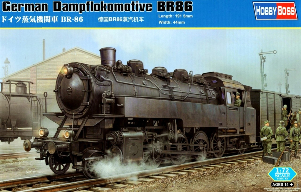 Hobby Boss slepovací model Německá parní lokomotiva Dampflokomotive BR86 1:72