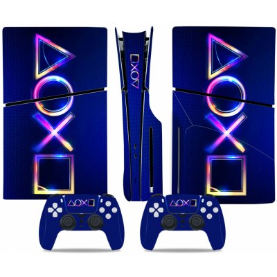 Polep na konzoli - PS5 SLIM diskovou verzi - Playstation symboly, TN-P5SDisc-0231 – Zboží Živě