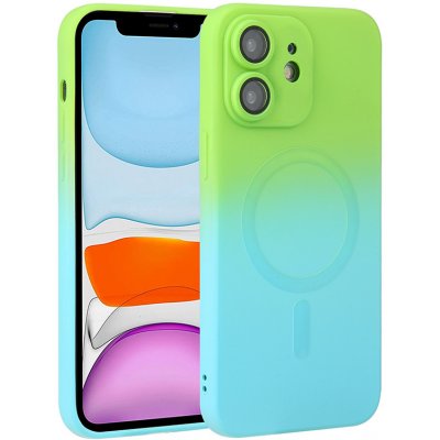 Pouzdro AppleMix Apple iPhone 11 - podpora MagSafe - barevné přechod - ochrana kamery - gumové - zelené/modrý – Zboží Mobilmania
