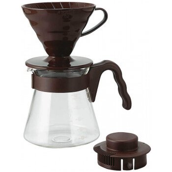 Hario V60-02 Pour Over Kit Plastic Brown