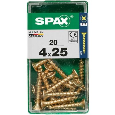 Spax Uni vrut zápust.hlava PZ/Z2 4CUT a plným závitem Yellox 4 x 25 mm 20 ks – Hledejceny.cz