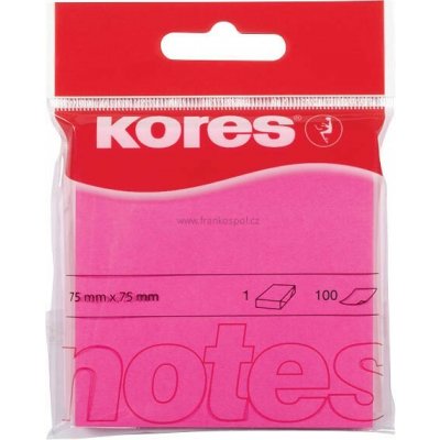 Samolepicí bloček KORES, 75 x 75 mm, neon růžový – Hledejceny.cz
