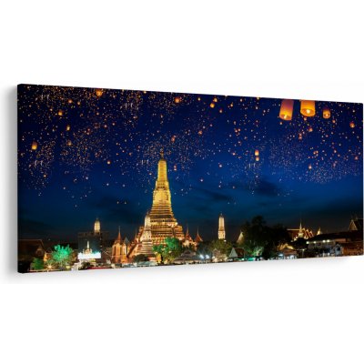 Obraz - Lampióny štěstí, Bangkok, jednodílný 200x100 cm – Hledejceny.cz