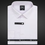 AMJ košile s dlouhým rukávem s vetkávaným vzorem VDS838 bílá – Zboží Mobilmania