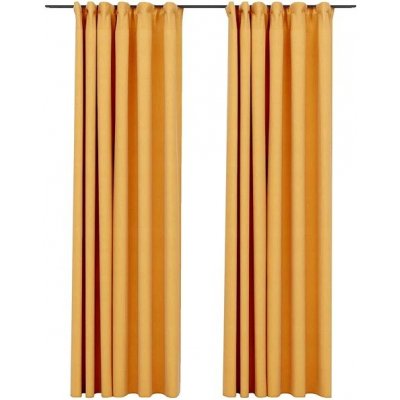 SHUMEE Zatemňovací závěsy s háčky vzhled lnu, 2 ks, 140 × 245 cm, žluté