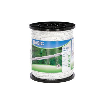 Ohradníkové lano BASIC 200 m, 6 mm, bílé, nerezová ocel 6 x 0,20 mm – Hledejceny.cz