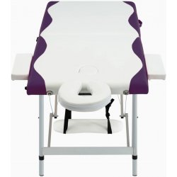 Vidaxl Skládací masážní stůl se 2 zónami hliník bílo-fialový
