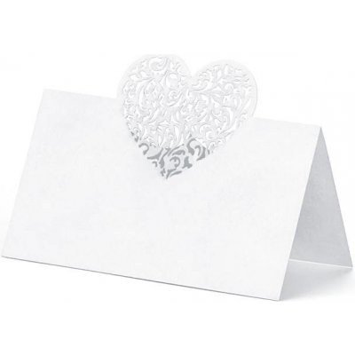 Paper Design Jmenovka svatební srdce - bílá 9x6,5cm 10ks – Zboží Živě