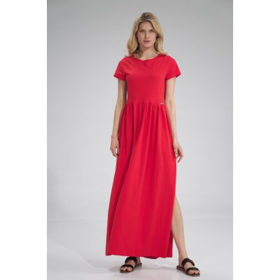 Bavlněné maxi šaty M787 red – Zboží Mobilmania