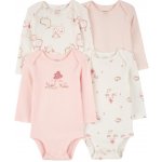 CARTER'S Body dlouhý rukáv Pink Ivory holka 4ks – Zboží Dáma
