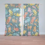 Záclony Kočky s rybkami: 2 ks - 150x250 cm - Sablio – Hledejceny.cz