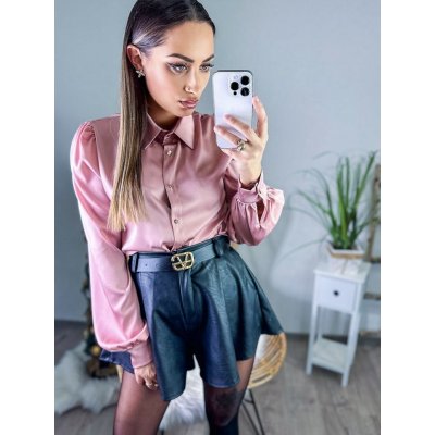 Saténová dámská halenka VSB Elegant v jemné růžové – Zboží Dáma