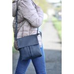 New bags dámská kožená kabelka přes rameno LB-244 tmavě modrá – Zboží Mobilmania