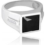 MINET JMAN0380SR70 Pánský pečetní stříbrný prsten s černým zirkonem – Hledejceny.cz