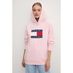 Tommy Jeans mikina dámská růžová s kapucí s potiskem DW0DW19047