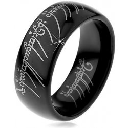 Šperky eshop prsten z wolframu hladký černý kroužek motiv Pána prstenů H7.19