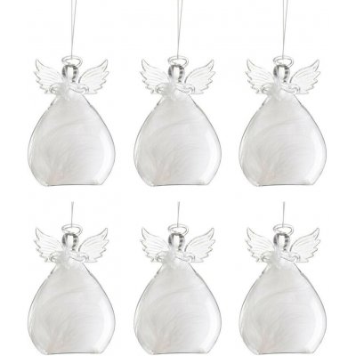 6ks vánoční skleněná ozdoba anděl s peříčky Angel - 8*11 cm - J-Line by Jolipa – Hledejceny.cz