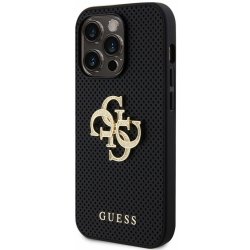 Guess PU Perforated 4G Glitter Metal Logo iPhone 15 Pro Max černé