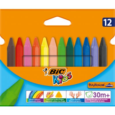Voskové pastelky trojboké BIC Kids Plastidecor 12ks – Sleviste.cz