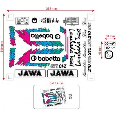 MOTOMAX s.r.o Sada samolepek Babetta 210 Lux – retro barevná edice černá | Zboží Auto