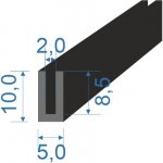 05356583 Pryžový profil tvaru "U", 10x5/2mm, 70°Sh, NBR, -40°C/+70°C, černý – Sleviste.cz