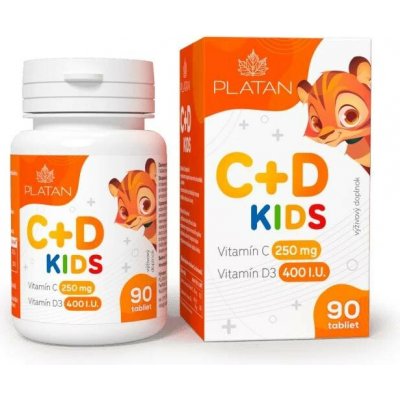 Platan Vitamín C + Vitamín D Kids 90 cucacích tablet – Hledejceny.cz