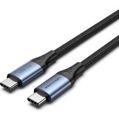 Vention TAVHF Cotton Braided USB-C 4.0 5A, 1m, šedý – Zbozi.Blesk.cz