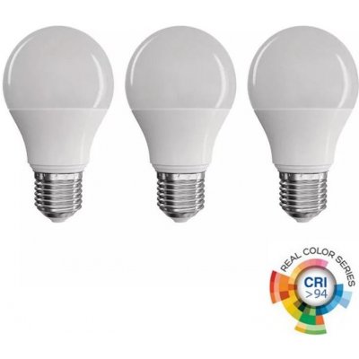 Emos LED žárovka True Light 7,2W E27 teplá bílá, 3 ks