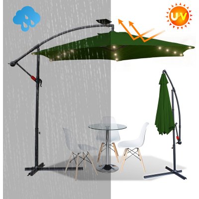 Jopassy 3,5m slunečník UV40+ Camping Pendulum Umbrella Pavilion LED Solar Garden Umbrella with LED Zelená – Zbozi.Blesk.cz