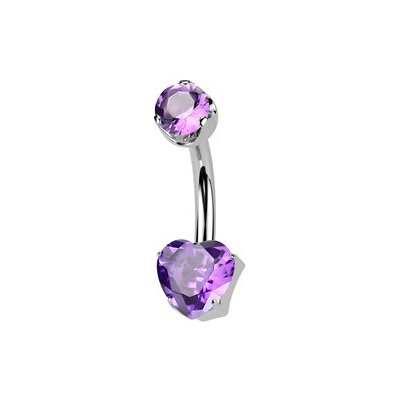 Šperky4U piercing do pupíku srdíčko titan Amethyst TIT1555 – Hledejceny.cz