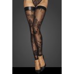 Noir Handmade F243 Tulle Stockings with Patterned Flock Embroidery – Zboží Mobilmania