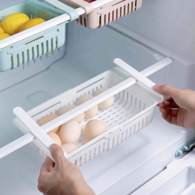 4Leaders Nastavitelný výsuvný organizér do lednice bílý 20,5×16,5×8 cm – Zboží Dáma