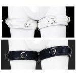 Idea Leather Pouta stehna BDSM Premium kovová přeska bílá – Zboží Dáma