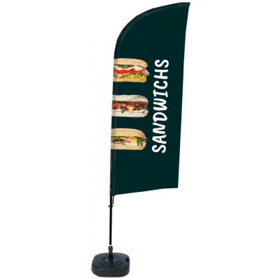 Jansen Display Kompletní sada reklamní vlajky ve tvaru křídla, Sendviče, francouzština ECO, 100 x 1440 mm – Zboží Živě