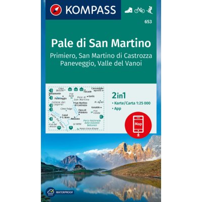 Pale di San Martino, Fiera di Primiero (Kompass - 622) - turistická mapa