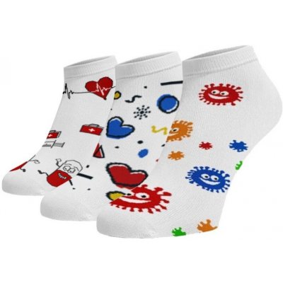 Zvýhodněný set 3 párů veselých kotníkových ponožek NEMOCNIČNÍ MIX Bavlna