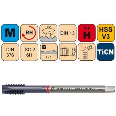 NÁSTROJE CZ Závitník strojní M20x1,5 ISO2 HSSCo5 TiCN DIN 374 B - 3580 - CZZ3580-M20X1,5-ISO2 – Zboží Dáma