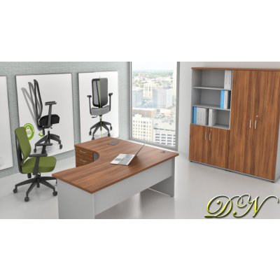 NABYTEK-DESIGNOVY.CZ - ZE 1.18 19 Sestava kancelářského nábytku Komfort 1.18 ořech/šedá – Zboží Dáma