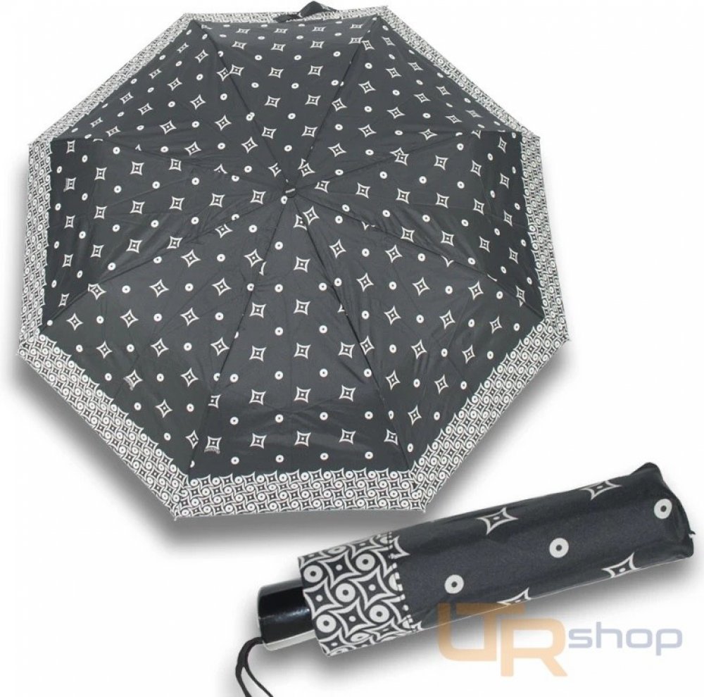 Doppler Mini Fiber Black & White deštník dámský skládací odlehčený s  bordurou černý | Srovnanicen.cz