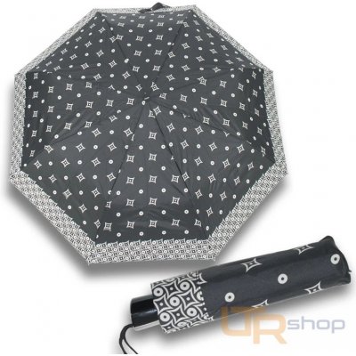 Doppler Fiber Mini Black White rings dámský skládací deštník černý – Zboží Mobilmania