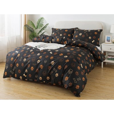 Xpose bavlna Renforcé povlečení Tlapičky černé 140x200 70x90 – Sleviste.cz