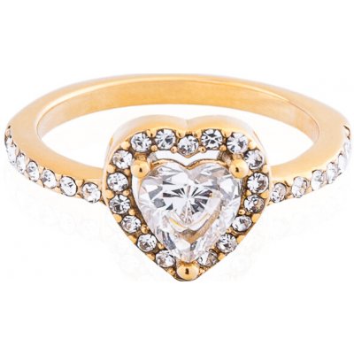 Franco Bene Srdíčkový promise ring se zirkony pozlacený 2971 – Zboží Dáma