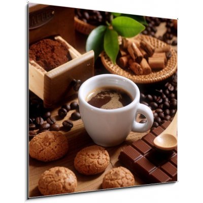 Obraz 1D - 50 x 50 cm - tazza di caffč espresso con macinino in legno tazza di caff? espresso con macinino v legno