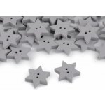 Dřevěný dekorační knoflík hvězda (10ks) barva šedá – Sleviste.cz