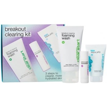 Dermalogica Breakout Clearing čisticí gel 75 ml + pečující booster 10 ml + hydratační gel 25 ml dárková sada