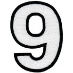 Nažehlovací vyšívaná čísla - devítka bílá, výška 8 cm – Zboží Mobilmania