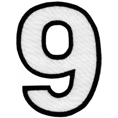 Nažehlovací vyšívaná čísla - devítka bílá, výška 8 cm – Zboží Mobilmania
