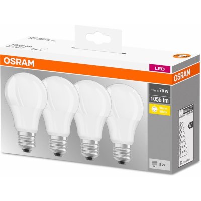 Osram 4PAK LED žárovka LED E27 A60 11W = 75W 1055lm 2700K Teplá bílá 300° – Zboží Mobilmania